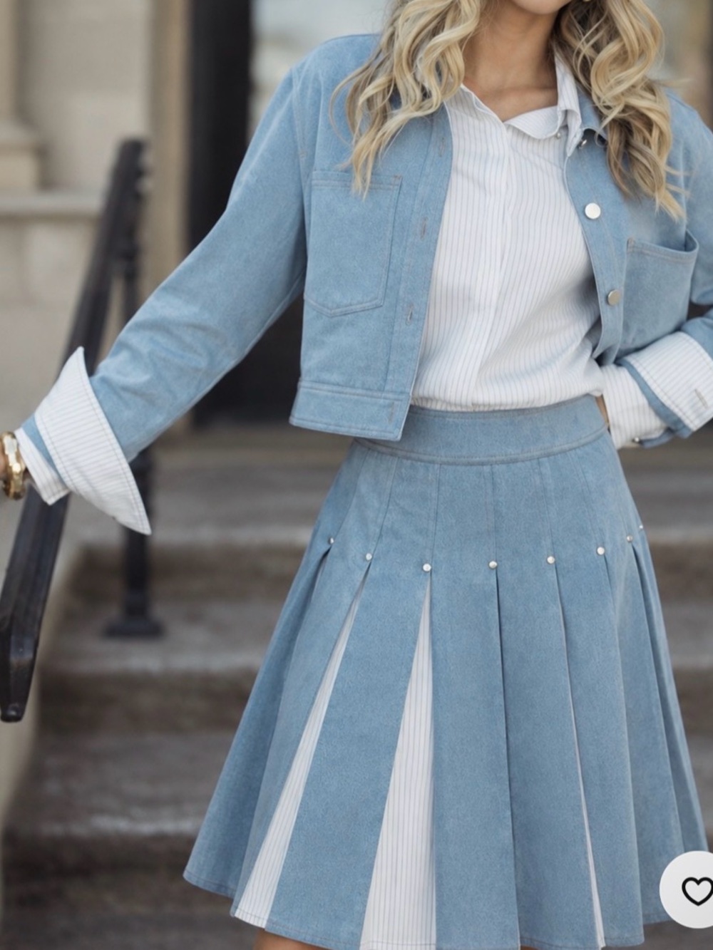 Aleeza Paris Light Blue Tammy Pleated Midi Skirt - 25” Inch Elegant piece